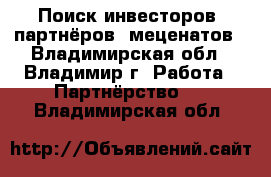 Поиск инвесторов, партнёров, меценатов - Владимирская обл., Владимир г. Работа » Партнёрство   . Владимирская обл.